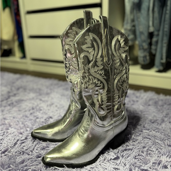 METALLIC SILVER WOMEN'S cowboy boots - Picture 7 of 9